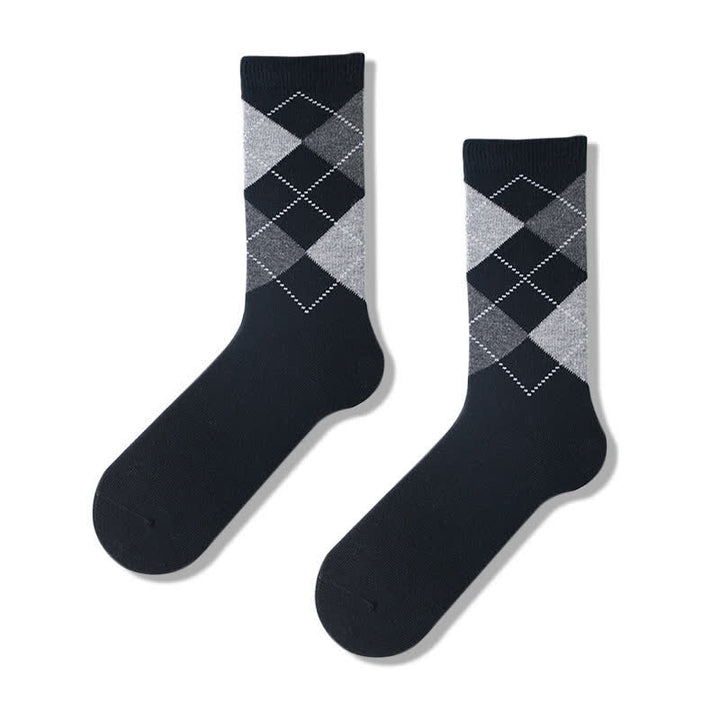 Men's Argyle Pattern Design Cotton Socks - Black - 6 Pairs - One Size (US 6.5 - US 10) - image 7