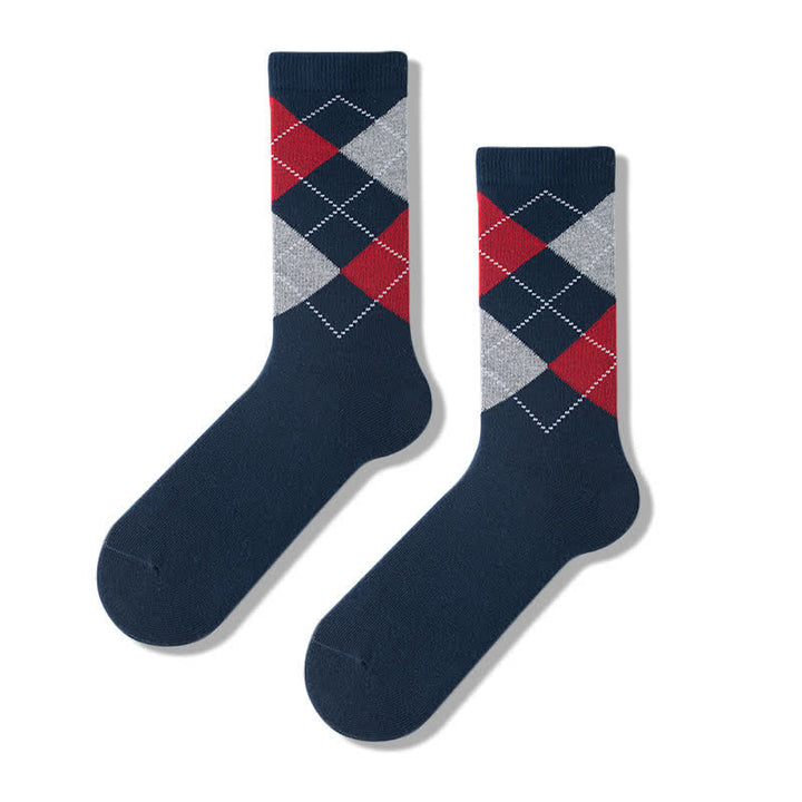 Men's Argyle Pattern Design Cotton Socks - Navy - 6 Pairs - One Size (US 6.5 - US 10) - image 2