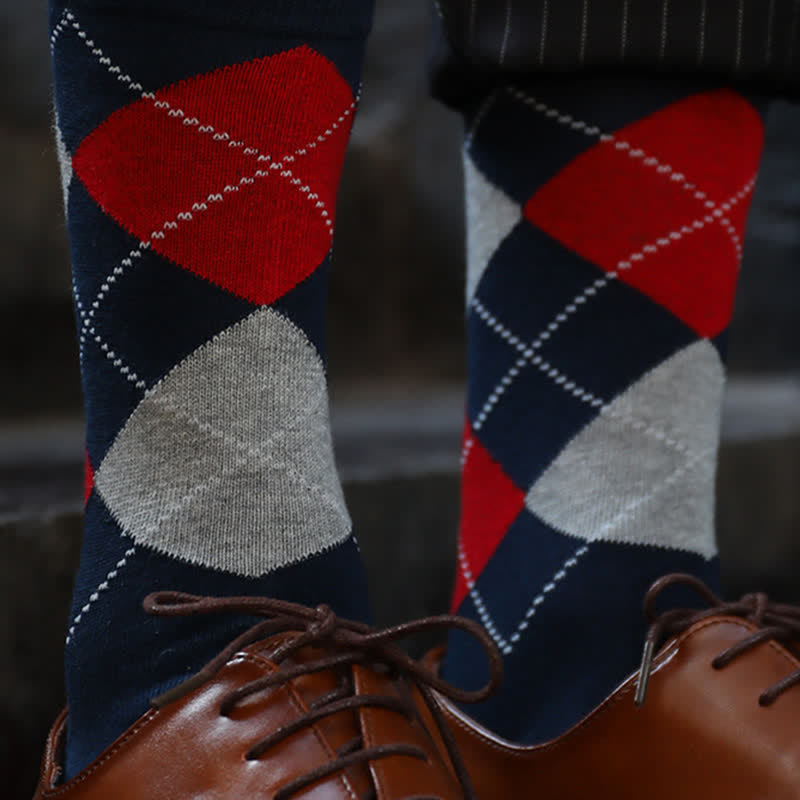 Men's Argyle Pattern Design Cotton Socks - image 3