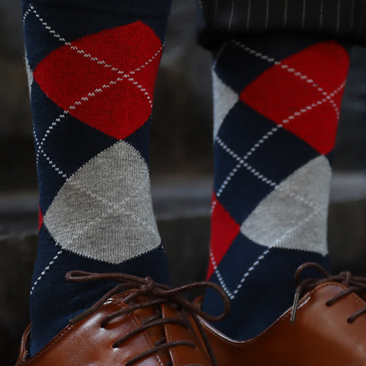 Men's Argyle Pattern Design Cotton Socks - image 3