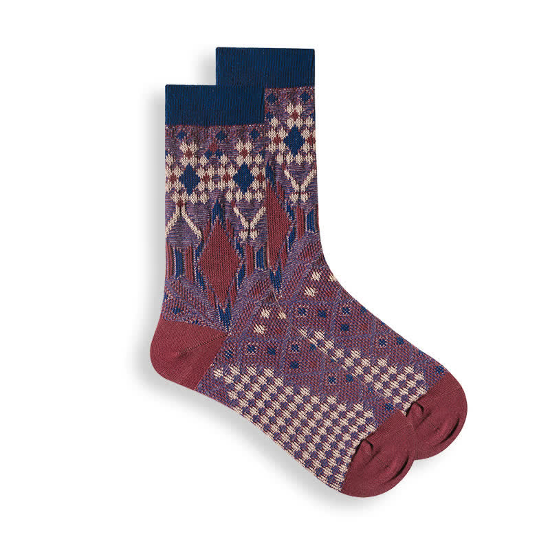 Men's Unique Novelty Fashion Cotton Crew Socks - Burgundy - 6 Pairs - One Size (US 6.5 - US 10) - image 11