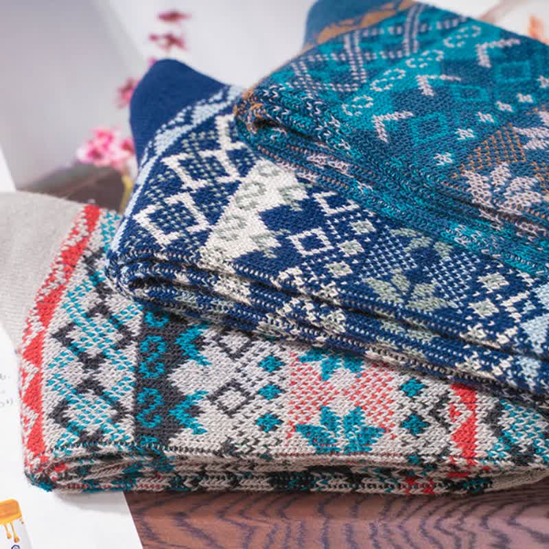 Dazzeling Retro Native Style Cotton Crew Socks - image 9