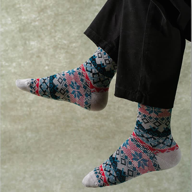 Dazzeling Retro Native Style Cotton Crew Socks - image 3
