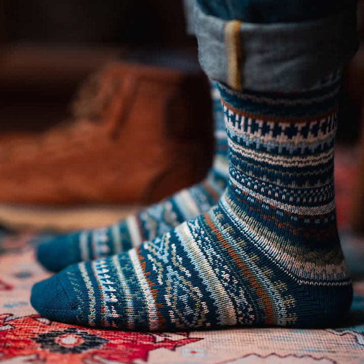 Men's Ethnic Style Geometric Pattern Cotton Socks - image 0