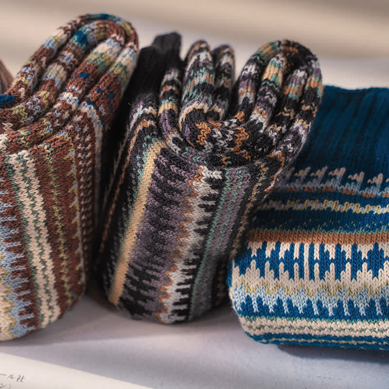 Men's Ethnic Style Geometric Pattern Cotton Socks - image 4