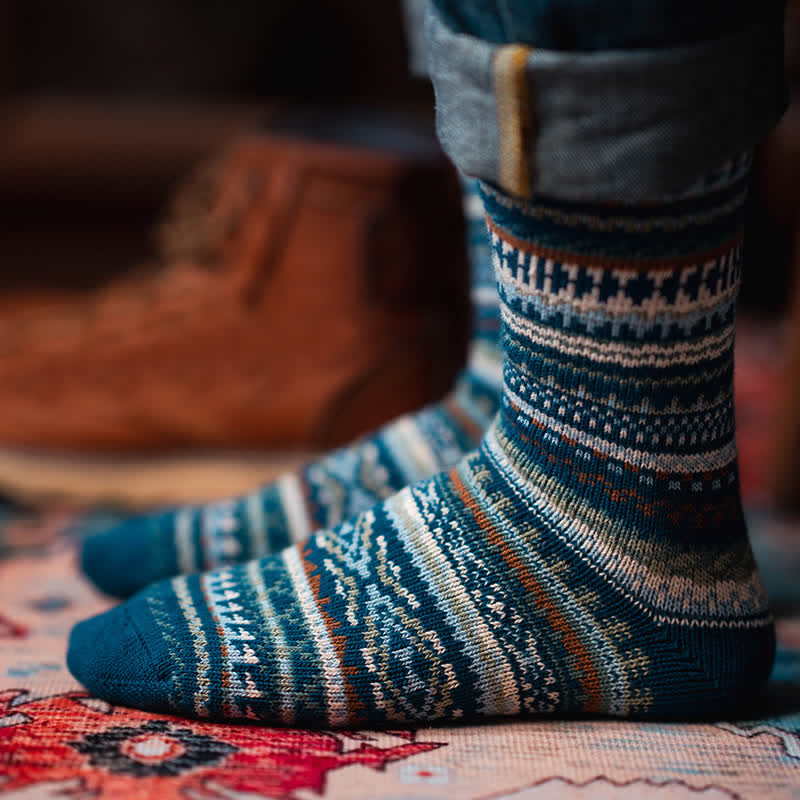 Men's Ethnic Style Geometric Pattern Cotton Socks - image 0