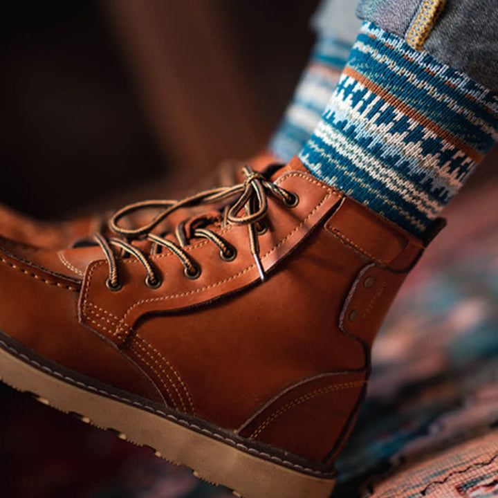 Men's Ethnic Style Geometric Pattern Cotton Socks - image 3