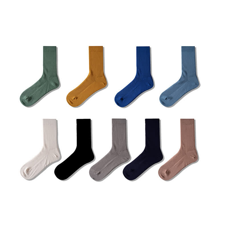 Men's Cozy Solid Color Ribbed Cotton Socks - image 1