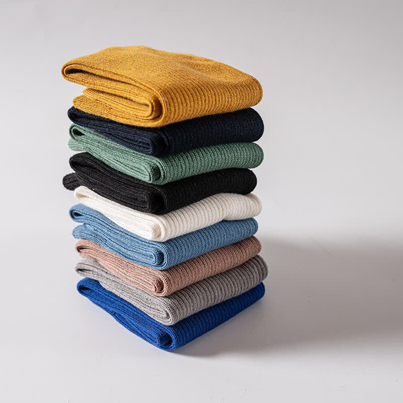 Men's Cozy Solid Color Ribbed Cotton Socks - image 7