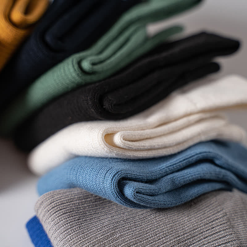 Men's Cozy Solid Color Ribbed Cotton Socks - image 8
