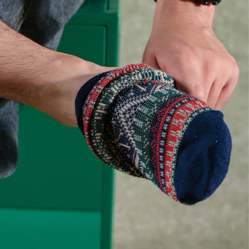 Vintage Tribal Geometric Patterns Cotton Socks - image 9