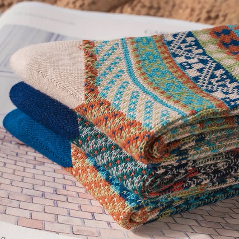 Vintage Tribal Geometric Patterns Cotton Socks - image 7