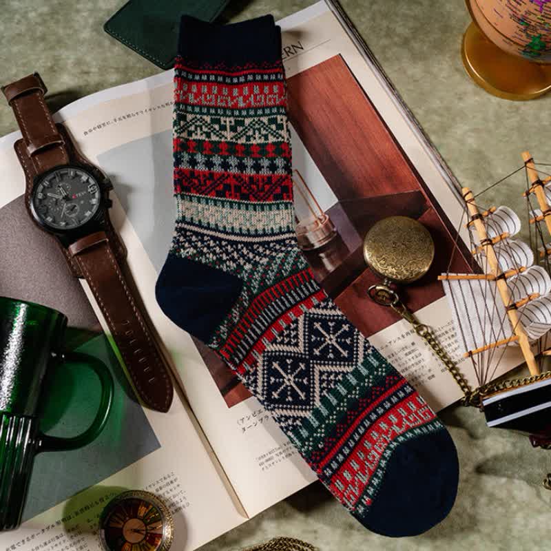 Vintage Tribal Geometric Patterns Cotton Socks - image 3