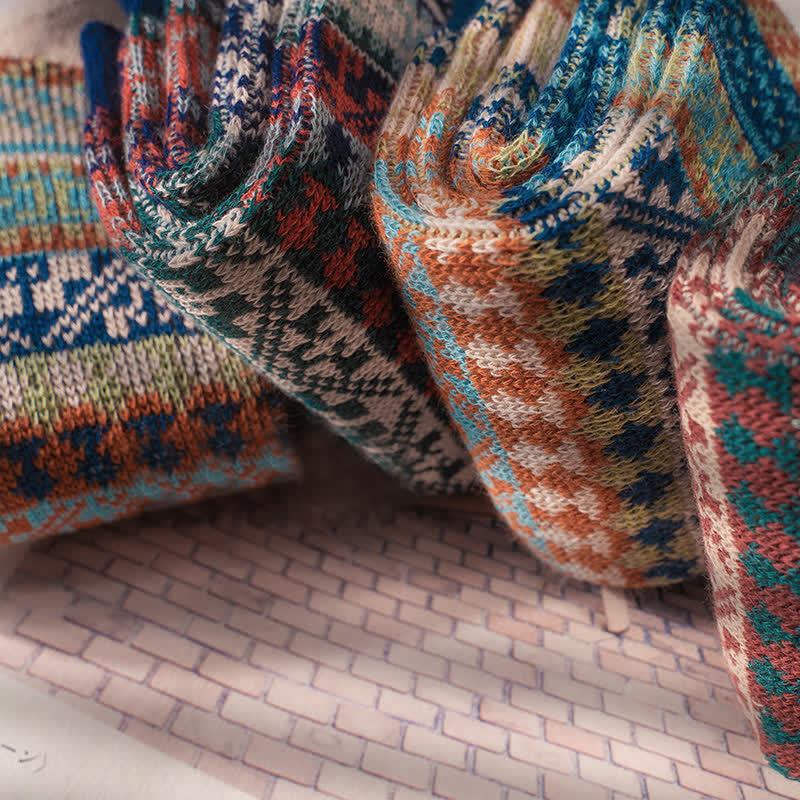 Vintage Tribal Geometric Patterns Cotton Socks - image 8