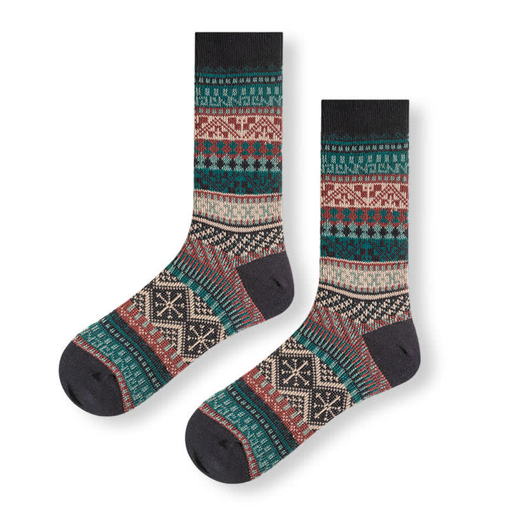 Vintage Tribal Geometric Patterns Cotton Socks - Black - 6 Pairs - One Size (US 6 - US 10) - image 12