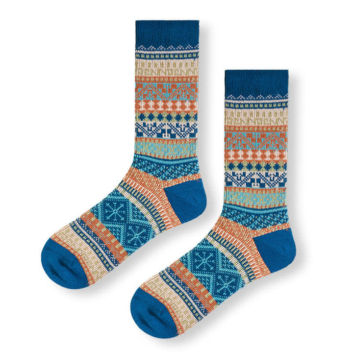 Vintage Tribal Geometric Patterns Cotton Socks - Blue - 6 Pairs - One Size (US 6 - US 10) - image 15