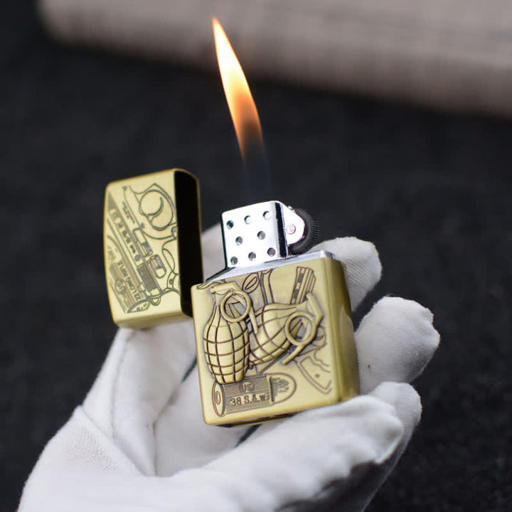Hand Grenade Grinding Wheel Refillable Butane Lighter - image 4