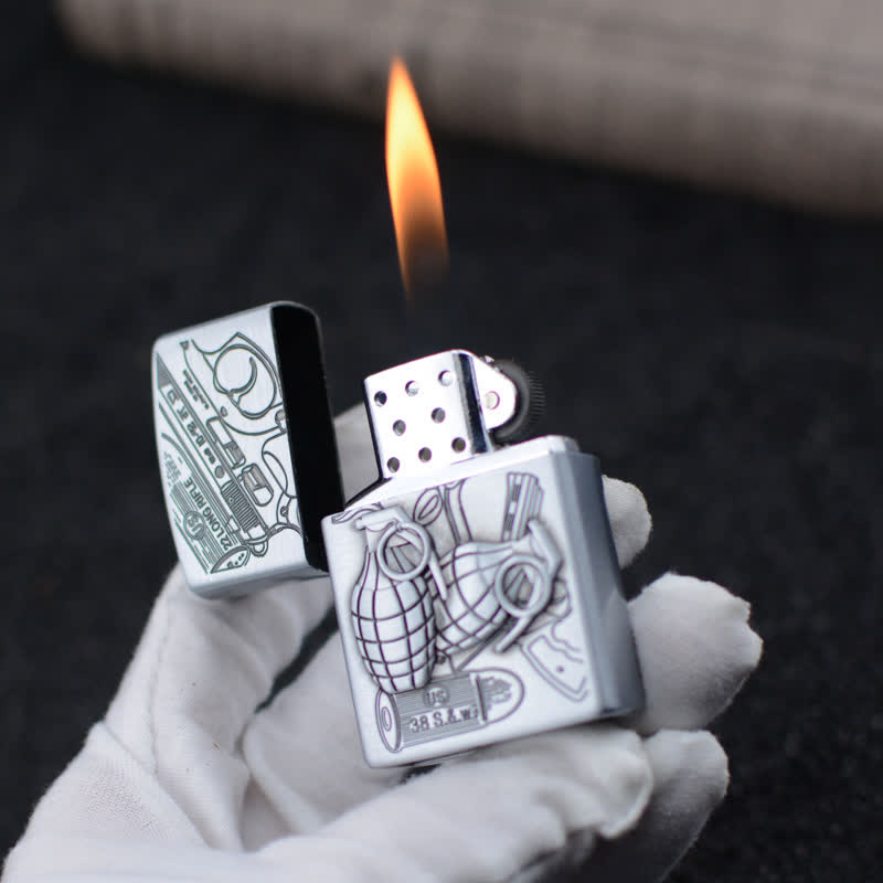 Hand Grenade Grinding Wheel Refillable Butane Lighter - image 12