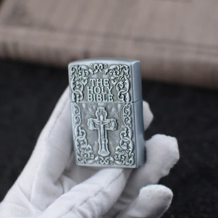 The Holy Bible Cross Grinding Wheel Refillable Butane Lighter - image 2