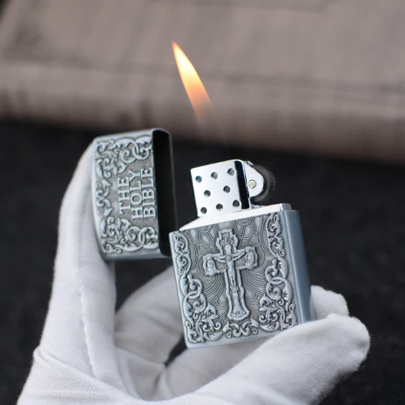 The Holy Bible Cross Grinding Wheel Refillable Butane Lighter - image 3