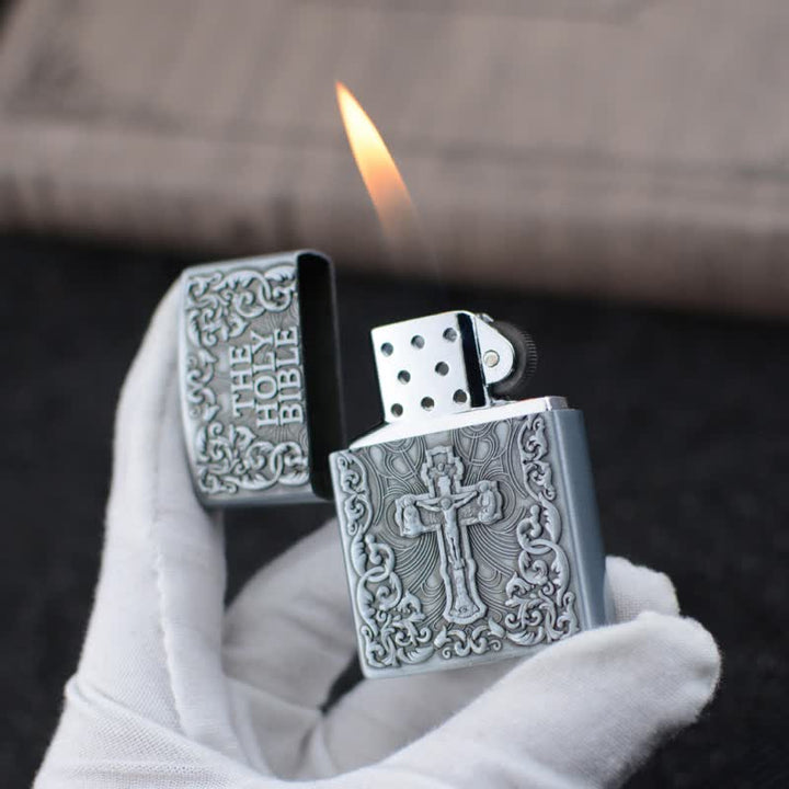 The Holy Bible Cross Grinding Wheel Refillable Butane Lighter - image 3