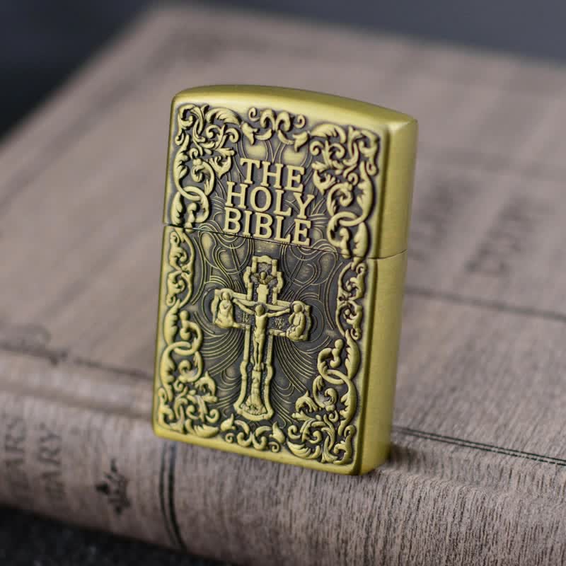 The Holy Bible Cross Grinding Wheel Refillable Butane Lighter - Gold - image 6