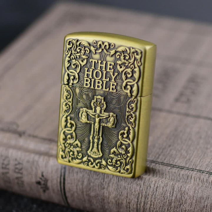 The Holy Bible Cross Grinding Wheel Refillable Butane Lighter - Gold - image 6