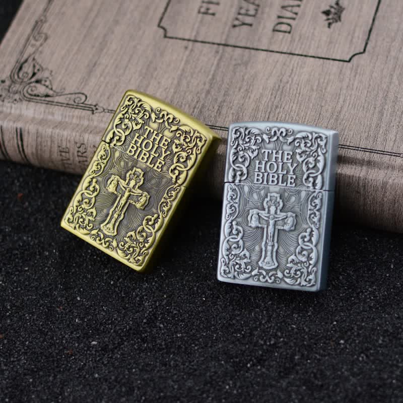 The Holy Bible Cross Grinding Wheel Refillable Butane Lighter - image 1