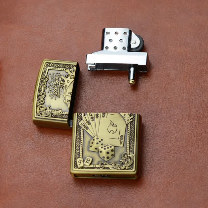 Lucky Poker Grinding Wheel Refillable Butane Lighter - image 3