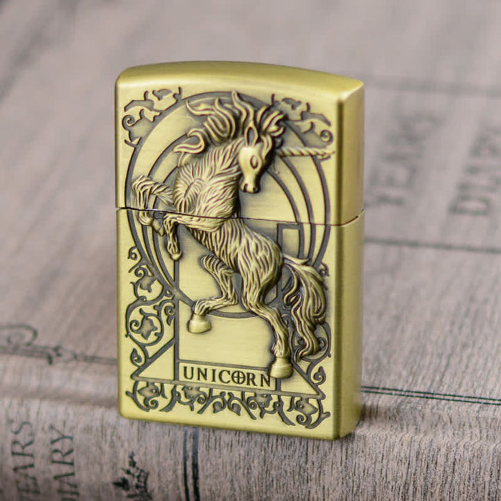 Unicorn Relief Grinding Wheel Refillable Butane Lighter - Gold - image 0