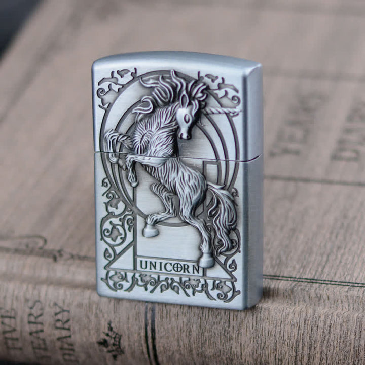 Unicorn Relief Grinding Wheel Refillable Butane Lighter - Silver - image 8