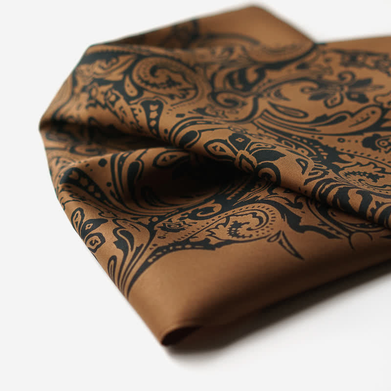 Retro Paisley Pattern Square Scarf with Scarf Buckle - image 3