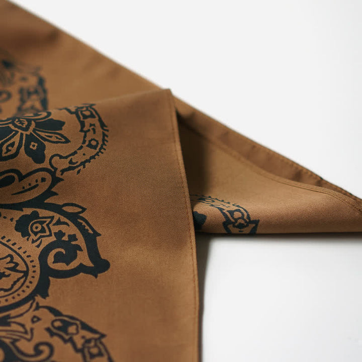 Retro Paisley Pattern Square Scarf with Scarf Buckle - image 4