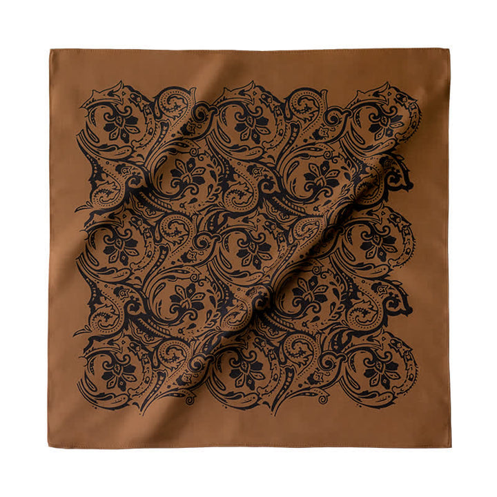 Retro Paisley Pattern Square Scarf with Scarf Buckle - image 1