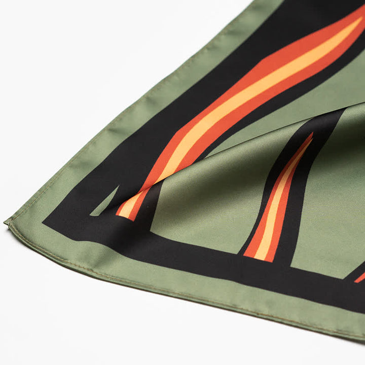 Green & Red Flame Striped Square Scarf with Scarf Buckle - image 5