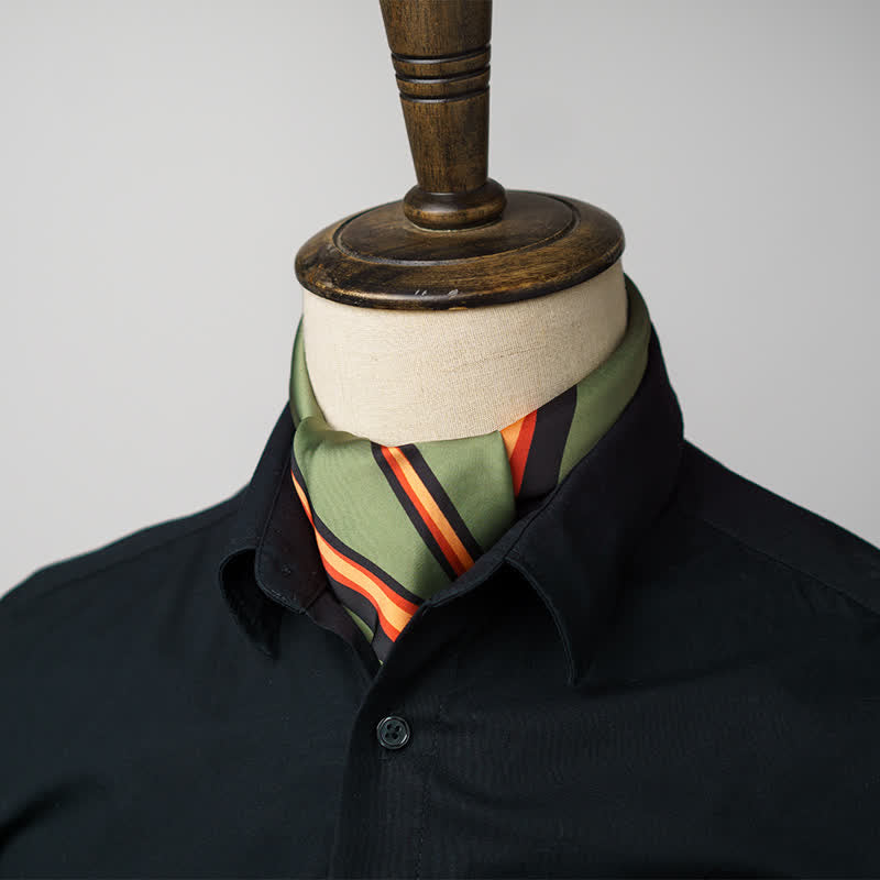 Green & Red Flame Striped Square Scarf with Scarf Buckle - image 3