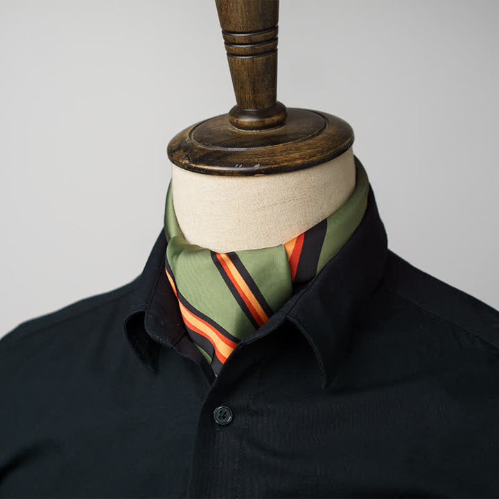 Green & Red Flame Striped Square Scarf with Scarf Buckle - image 3