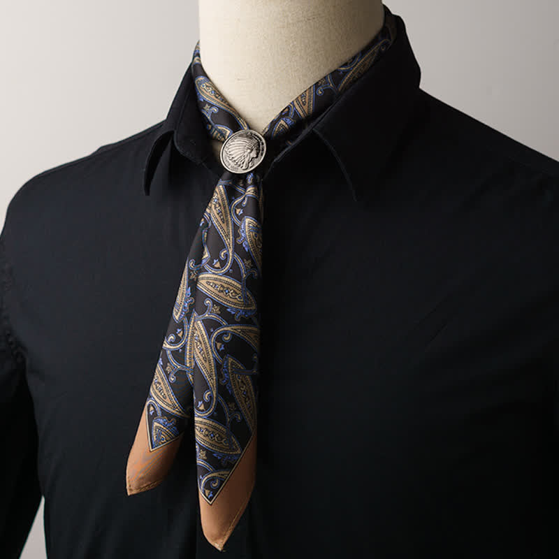 Cashew Nut Flower Square Scarf with Scarf Buckle - image 2