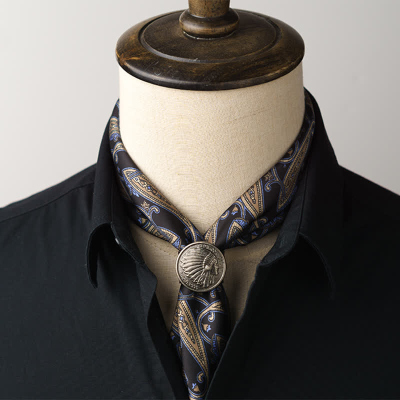 Cashew Nut Flower Square Scarf with Scarf Buckle - image 3