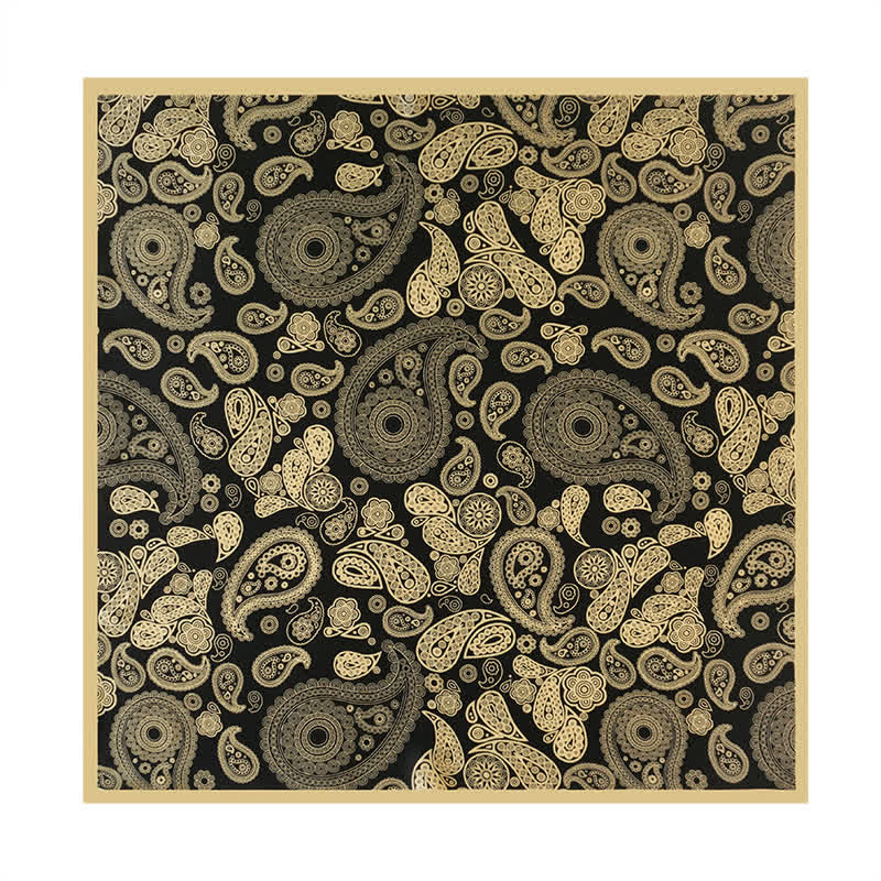 Black & Gold Luxury Paisley Square Scarf with Scarf Buckle - image 1