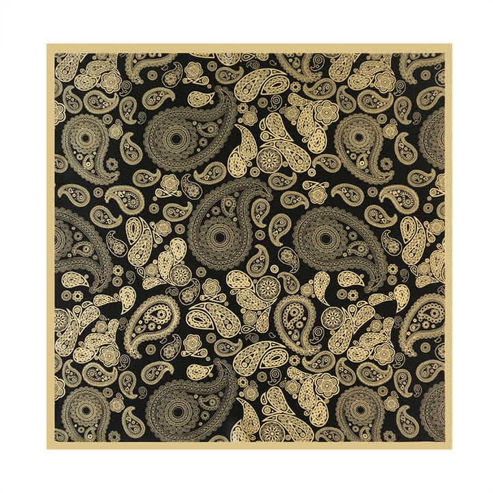 Black & Gold Luxury Paisley Square Scarf with Scarf Buckle - image 1