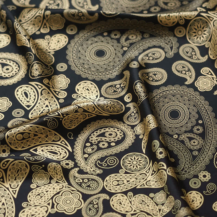 Black & Gold Luxury Paisley Square Scarf with Scarf Buckle - image 4