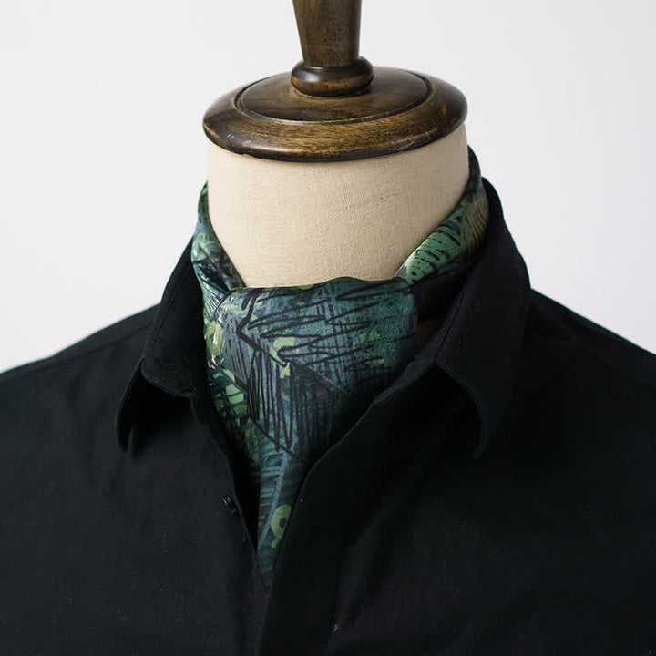 Forest Green Checkered Graffiti Square Scarf with Scarf Buckle - image 3