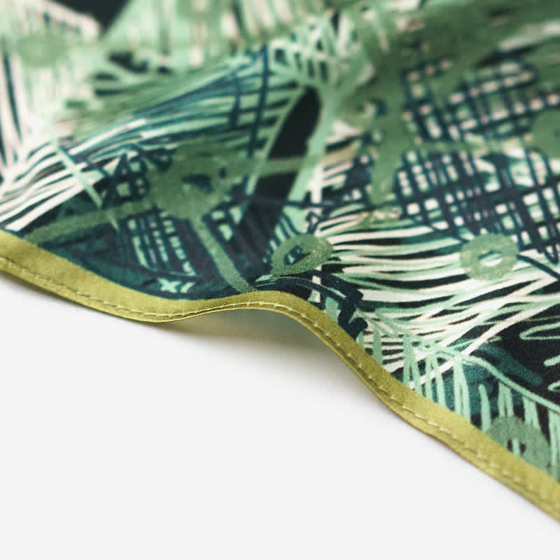 Forest Green Checkered Graffiti Square Scarf with Scarf Buckle - image 5