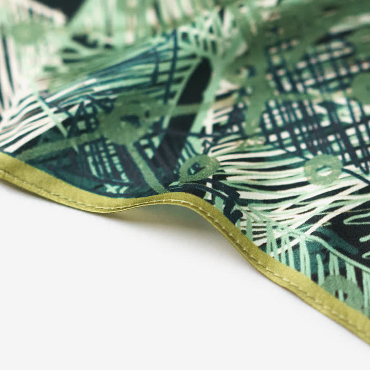 Forest Green Checkered Graffiti Square Scarf with Scarf Buckle - image 5