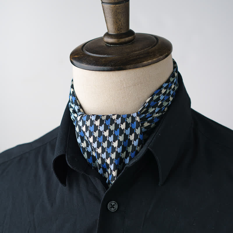 Navy & Blue Houndstooth Square Scarf with Scarf Buckle - image 3