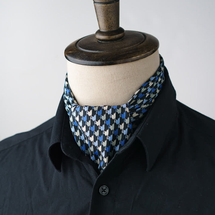 Navy & Blue Houndstooth Square Scarf with Scarf Buckle - image 3