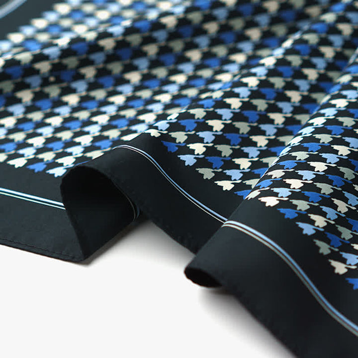 Navy & Blue Houndstooth Square Scarf with Scarf Buckle - image 5