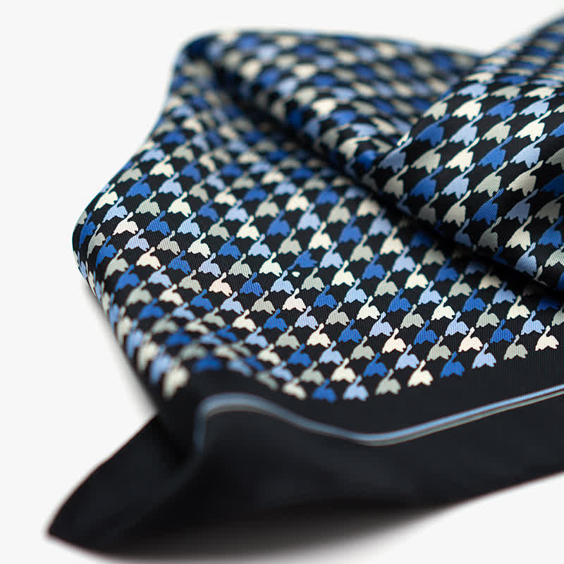 Navy & Blue Houndstooth Square Scarf with Scarf Buckle - image 6