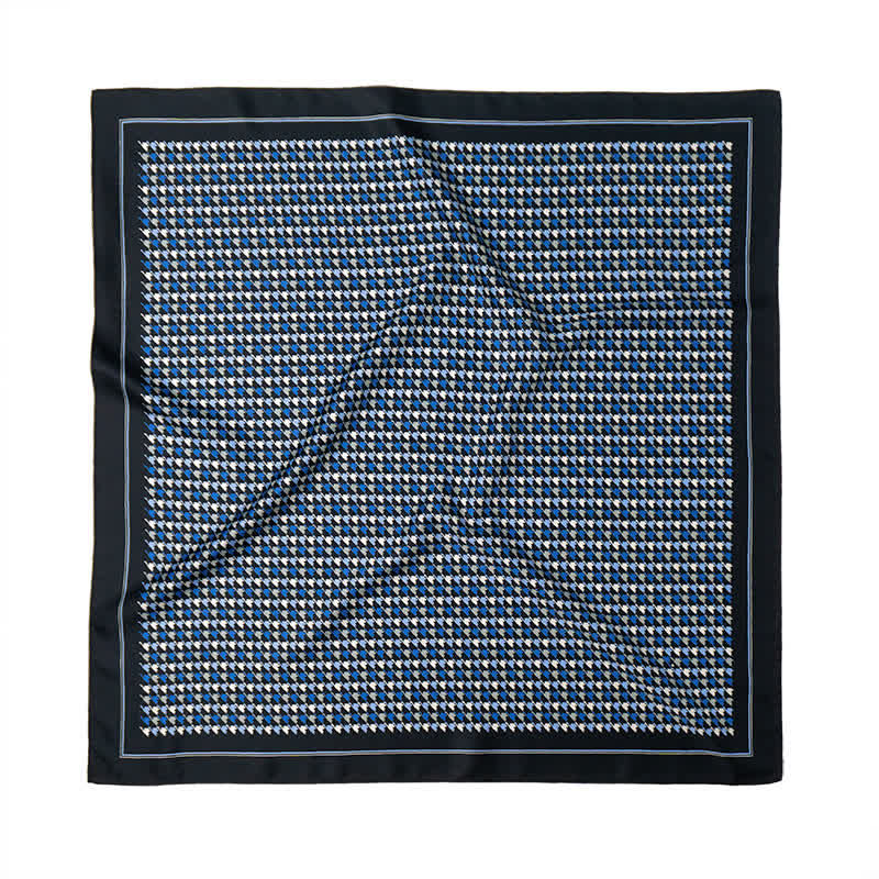 Navy & Blue Houndstooth Square Scarf with Scarf Buckle - image 1